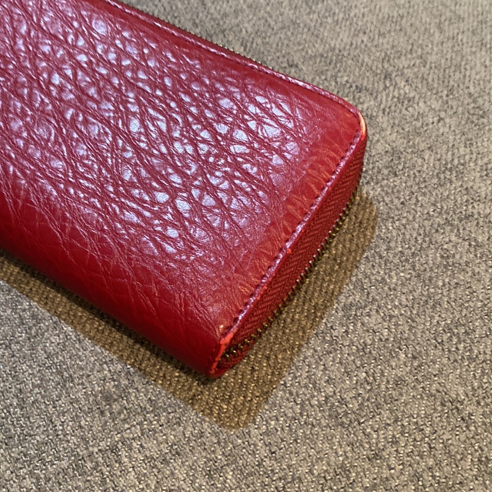 Large leather wallet burgundy color - Picture 13 of 14